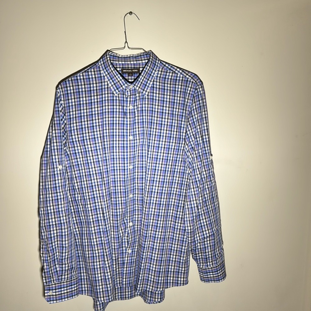 Michael Kors Men XL Dress Shirt Purple and Blue
